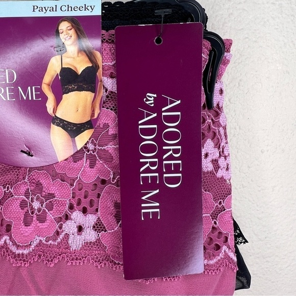 NEW 3X ADORE ME PINK BLACK SET OF 2 PAYAL CHEEKY  PLUS GOFT NWT LINGERIE - Picture 2 of 8